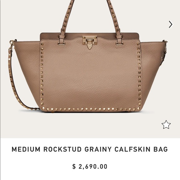 Classic Valentino Garavani Nude Rockstud Leather Trapeze Bag - Picture 4 of 4